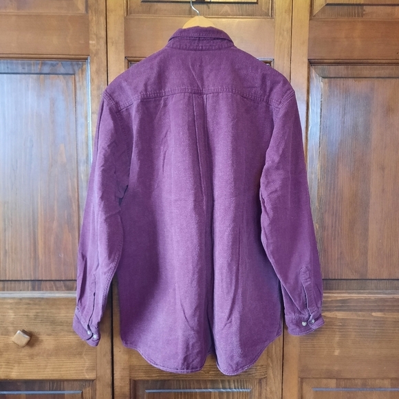 L.L. Bean 100% cotton burgundy flannel button down shirt 0 WU88 size large - Picture 7 of 10